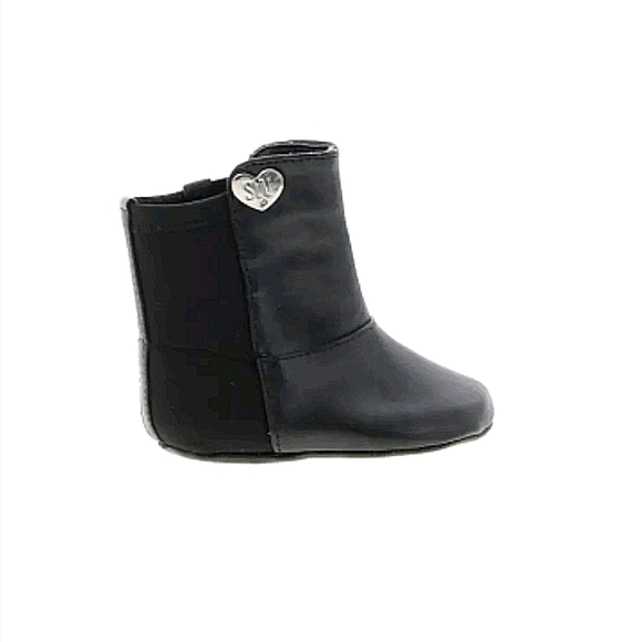 Stuart Weitzman Baby 50/50 Silver Heart Black Zip Up Booties USA Size 2 NWOT. - Picture 2 of 2